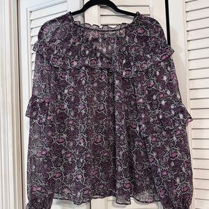 INC International Concepts Floral Blouse - Pink and Black